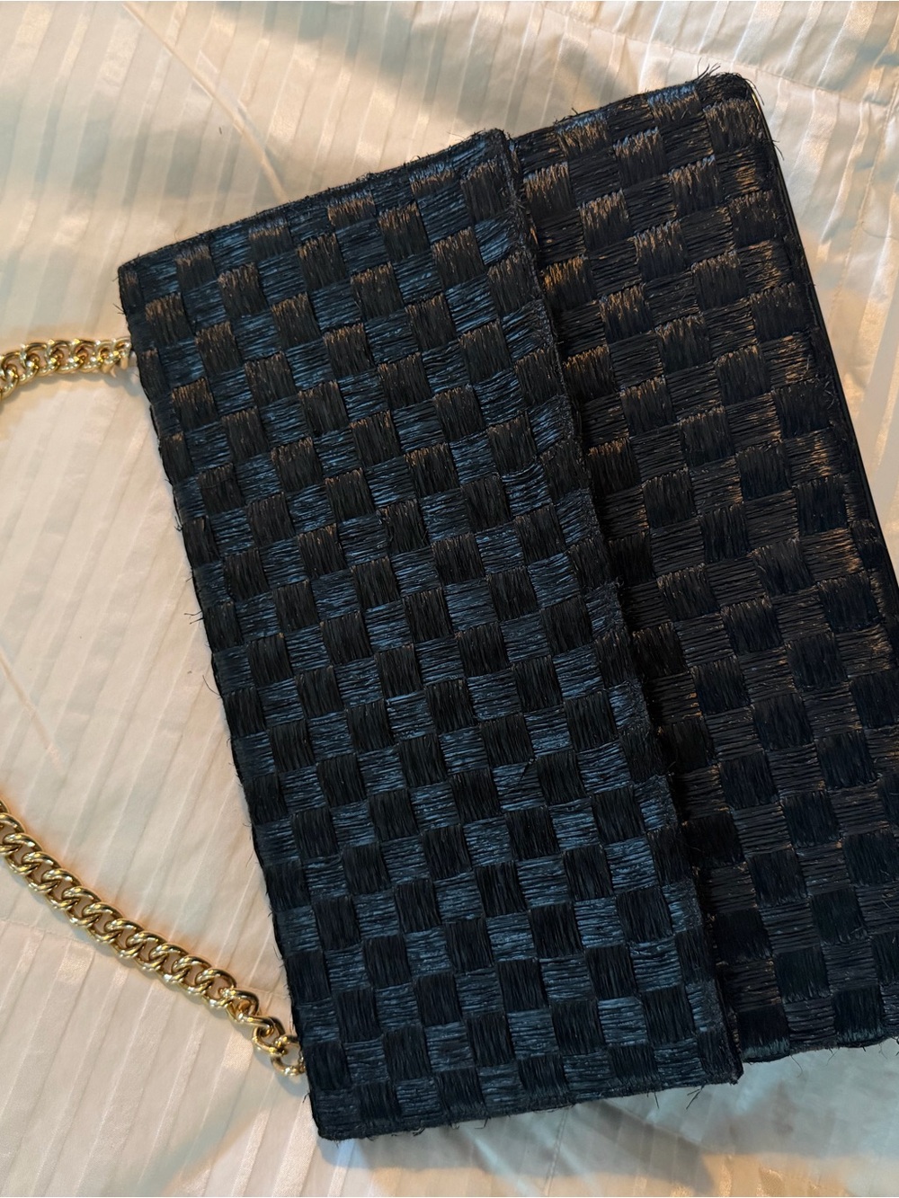 Vintage Black Woven Chain Shoulder Bag